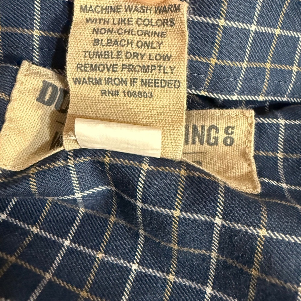 Duluth Trading Co Wrinklefighter Button Down Shirt Mens 3XL Tall Blue Grid Check - Picture 8 of 9
